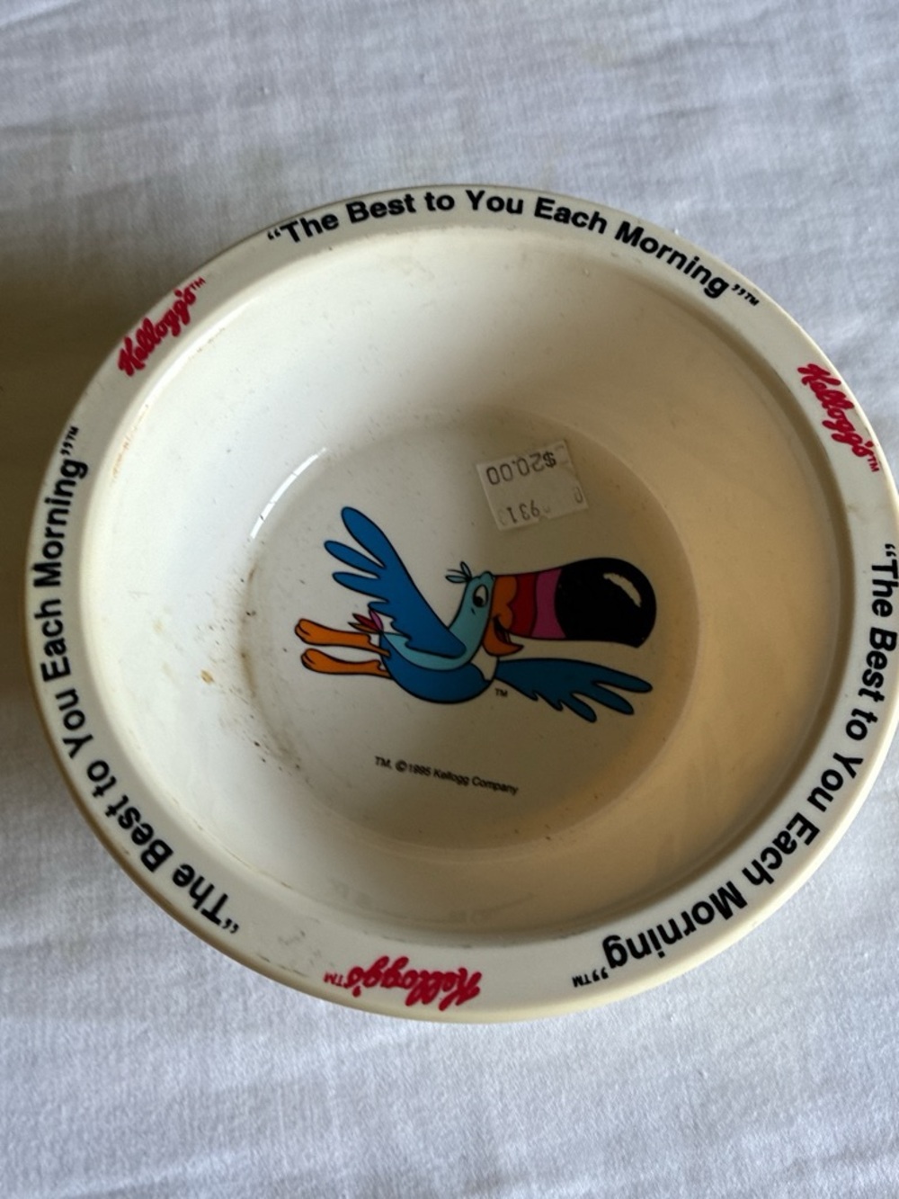Cream Cereal Bowl with Toucan Design